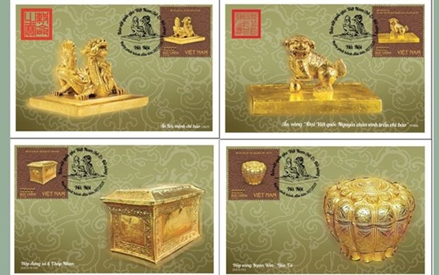 Lanzaran sellos sobre tesoros nacionales de oro de Vietnam hinh anh 1