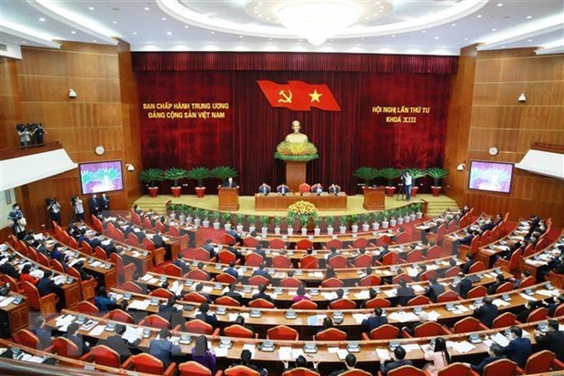Concluye primer dia de trabajo del cuarto pleno del Comite Central del Partido Comunista de Vietnam hinh anh 1