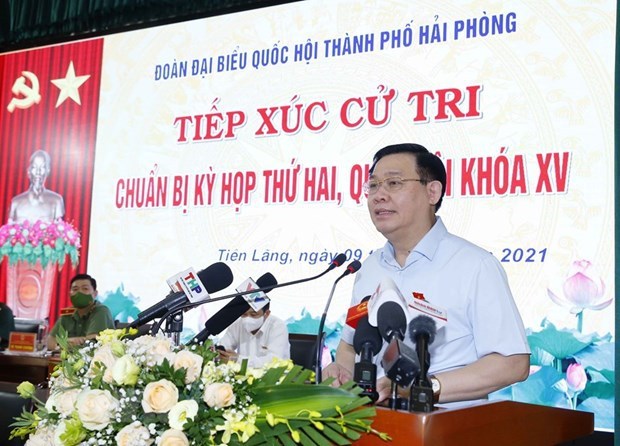 Presidente de la Asamblea Nacional de Vietnam dialoga con electores de Hai Phong hinh anh 1