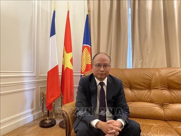 Embajador laosiano felicita a diplomaticos vietnamitas en Francia con motivo del Tet hinh anh 1