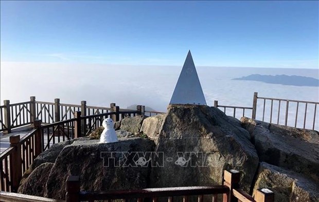 Escarcha adorna nuevamente cima del monte Fansipan en Vietnam hinh anh 4
