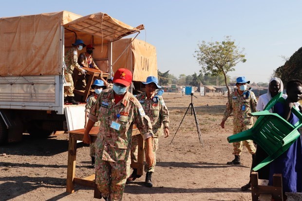 Cascos azules vietnamitas activos en actividades de apoyo civil en Sudan del Sur hinh anh 1