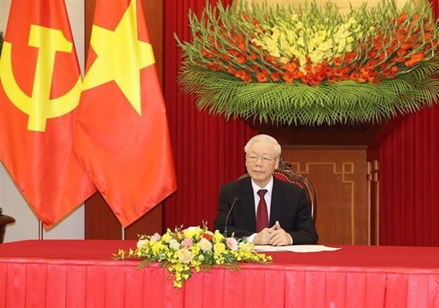 Maximo dirigente partidista de Vietnam sostiene llamada telefonica con canciller aleman hinh anh 1