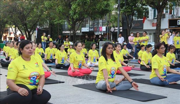 Ciudad Ho Chi Minh celebra Dia Internacional del Yoga hinh anh 1