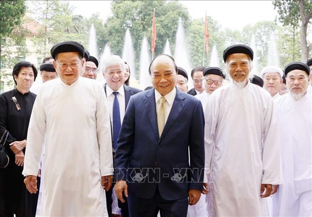 Presidente vietnamita se reune con dignatarios de religion autoctona de Cao Dai hinh anh 1