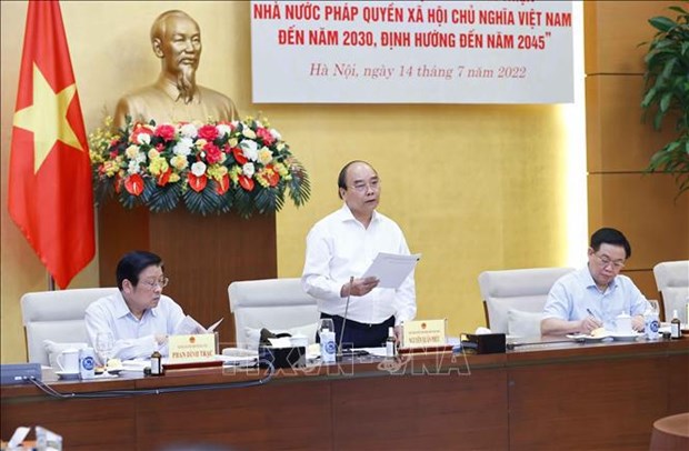 Presidente vietnamita dirige reunion sobre construccion del Estado de derecho socialista hinh anh 1