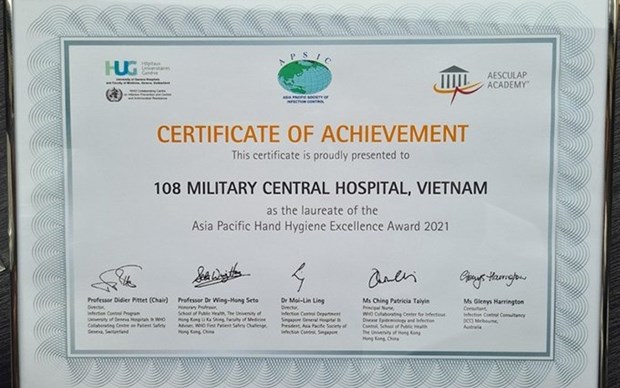 Hospital vietnamita recibe Premio regional a la Excelencia en Higiene de Manos hinh anh 1