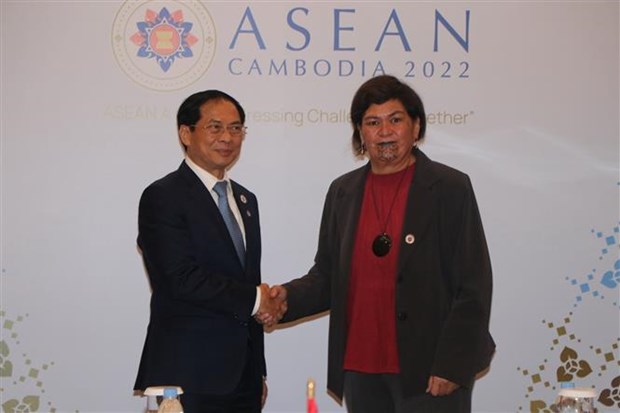 AMM-55: Canciller vietnamita se reune con representantes de varios paises hinh anh 2