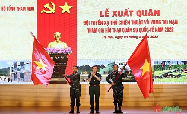 Celebran ceremonia de despedida a la delegacion vietnamita a Juegos Militares 2022 hinh anh 1