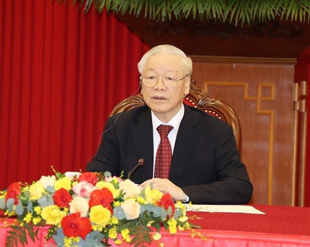 Maximo dirigente partidista vietnamita sostiene conversacion telefonica con presidente indonesio hinh anh 1