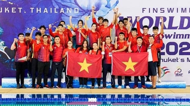 Vietnam se situa en primer lugar en Copa Mundial de Natacion con Aletas en Piscina hinh anh 1