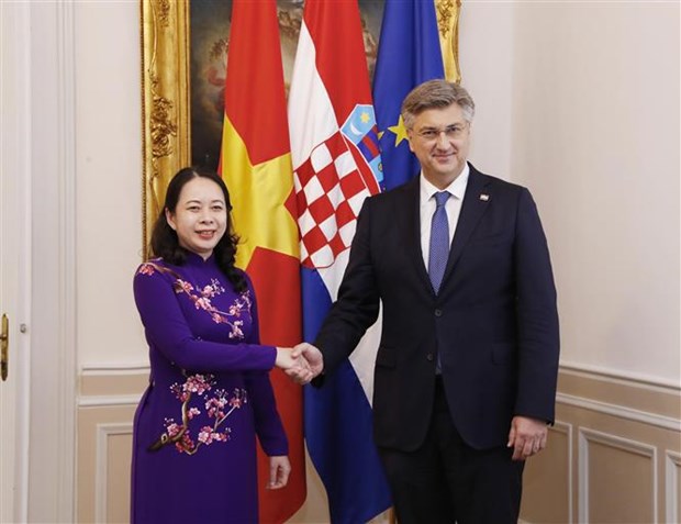 Vicepresidenta vietnamita se reune con primer ministro croata hinh anh 1