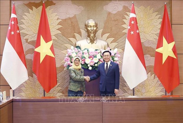 Presidenta de Singapur resalta perspectiva de desarrollo economico de Vietnam hinh anh 1