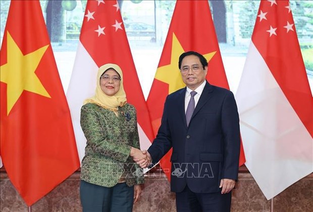 Concluye presidenta de Singapur visita de Estado a Vietnam hinh anh 2