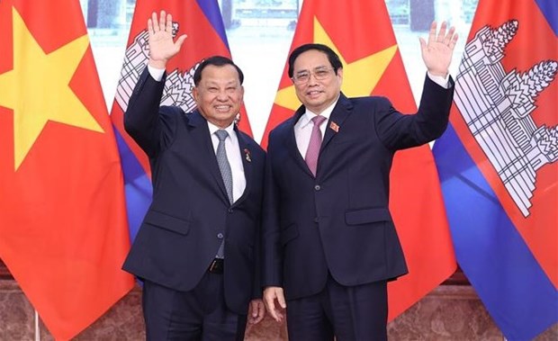 Premier vietnamita se reune con presidente de Senado camboyano hinh anh 1