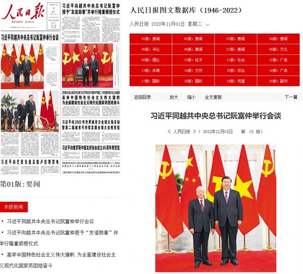 Prensa china destaca visita del maximo dirigente partidista de Vietnam hinh anh 1