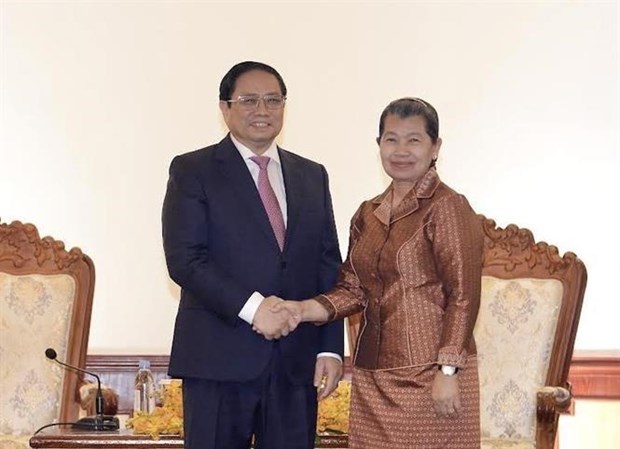 Recibe premier vietnamita a subjefa de Gobierno camboyano hinh anh 1
