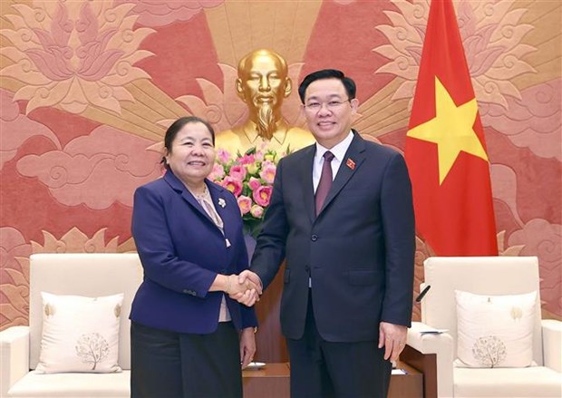 Recibe presidente parlamentario vietnamita a dirigente partidista laosiana hinh anh 1