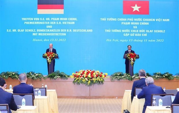 Dirigentes vietnamita y aleman se reunen con la prensa tras conversaciones hinh anh 1