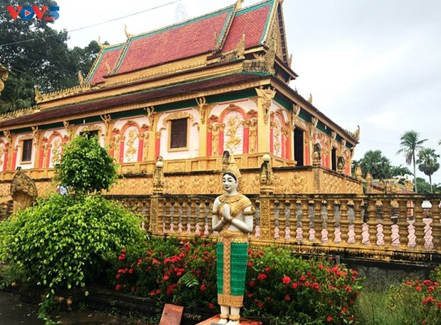 La pagoda Chroi Tansa, obra emblematica de la cultura jemer en Tra Vinh hinh anh 1