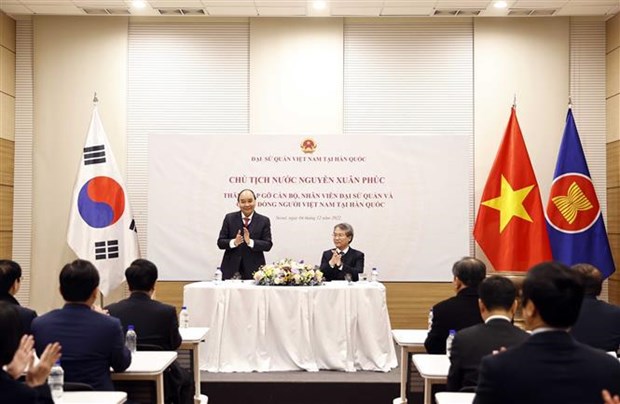 Presidente vietnamita se reune con comunidad vietnamita en Corea del Sur hinh anh 2