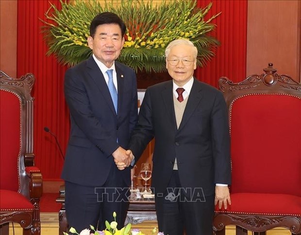 Maximo dirigente de Vietnam recibe al presidente del Parlamento surcoreano hinh anh 1