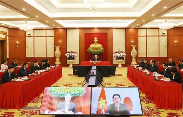 Lideres partidistas de Vietnam y Japon celebran reunion virtual de alto nivel hinh anh 2