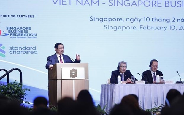 Primer ministro asiste al Foro empresarial Vietnam-Singapur hinh anh 1