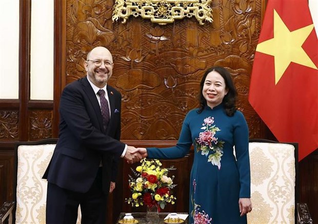 Presidenta interina vietnamita recibe a embajadores de Suiza, Malasia y Camboya hinh anh 1