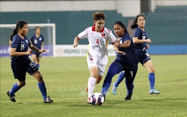 Vietnam vence por goleada a Singapur en Campeonato asiatico de Futbol femenino hinh anh 1