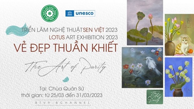 Exposicion de pinturas sobre loto difunde valores del budismo hinh anh 1