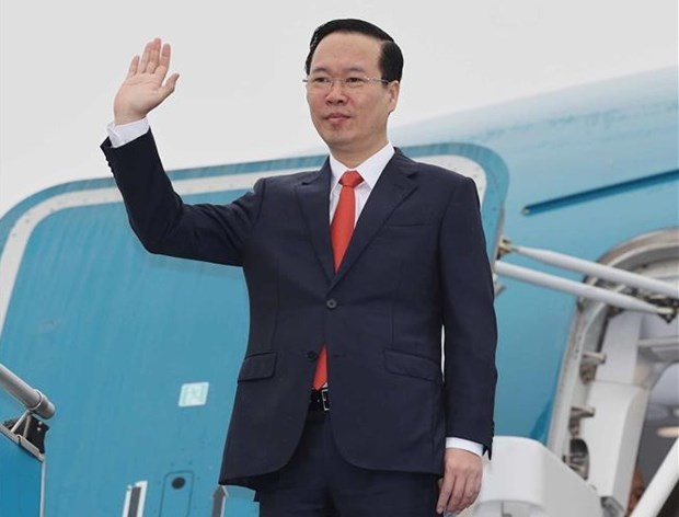 Presidente vietnamita realiza visita oficial a Laos hinh anh 1