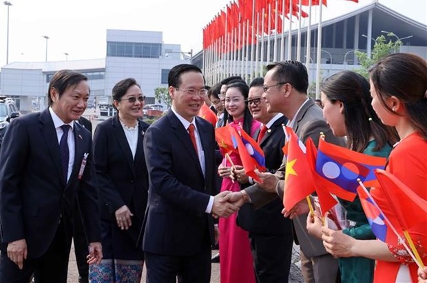 Presidente de Vietnam llega a Vientiane para iniciar su visita oficial a Laos hinh anh 1