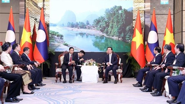 Continuan actividades del presidente vietnamita en Laos hinh anh 1