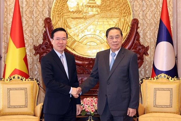 Presidente vietnamita dialoga con exdirigentes laosianos hinh anh 1