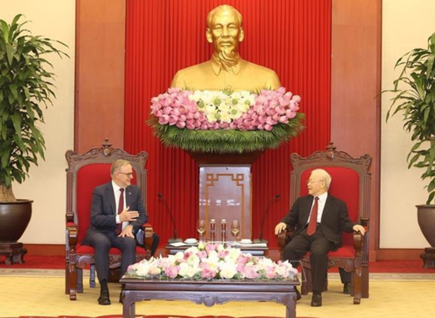Maximo dirigente de Vietnam recibe al primer ministro de Australia hinh anh 1