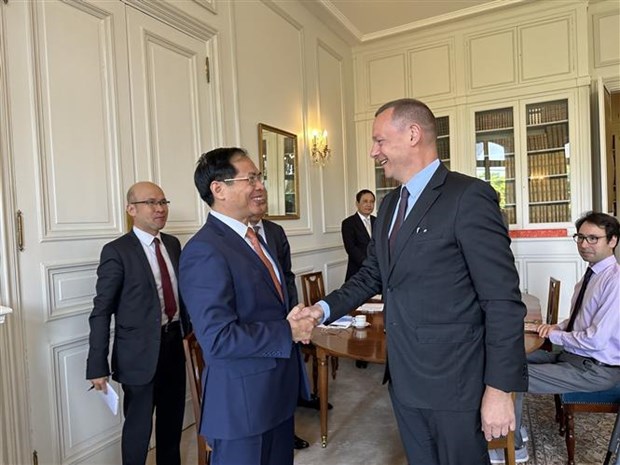 Canciller vietnamita sostiene encuentros con dirigentes de otros paises en Paris hinh anh 2