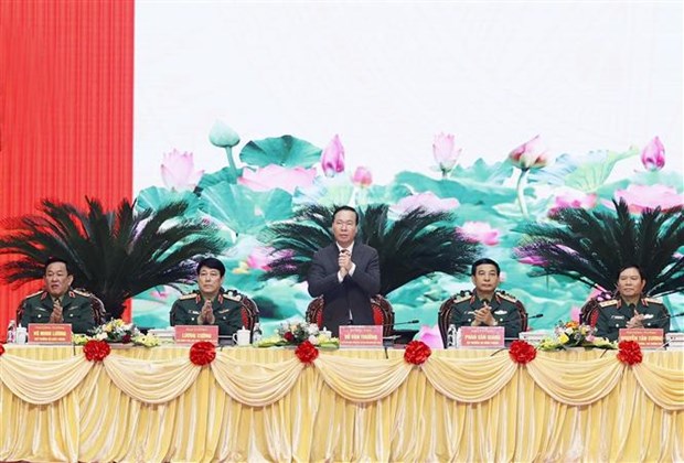 Presidente vietnamita asiste a Conferencia Militar y Politica Nacional 2023 hinh anh 1