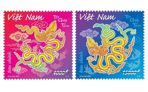 Lanzan sellos por ano del dragon para promover patrimonio mundial de Vietnam hinh anh 1