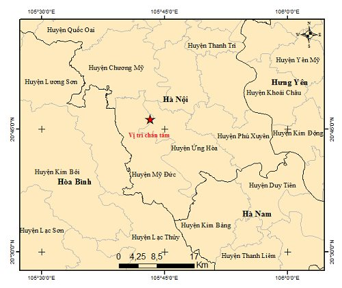 Terremoto de magnitud 4,0 sacude el distrito suburbano de Hanoi hinh anh 1