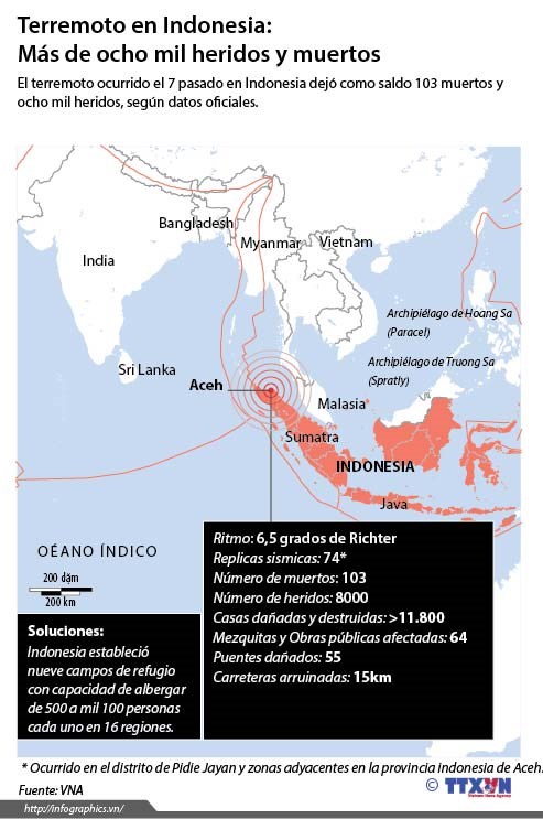 [Infografia] Terremoto en Indonesia: mas de ocho mil heridos y muertos hinh anh 1