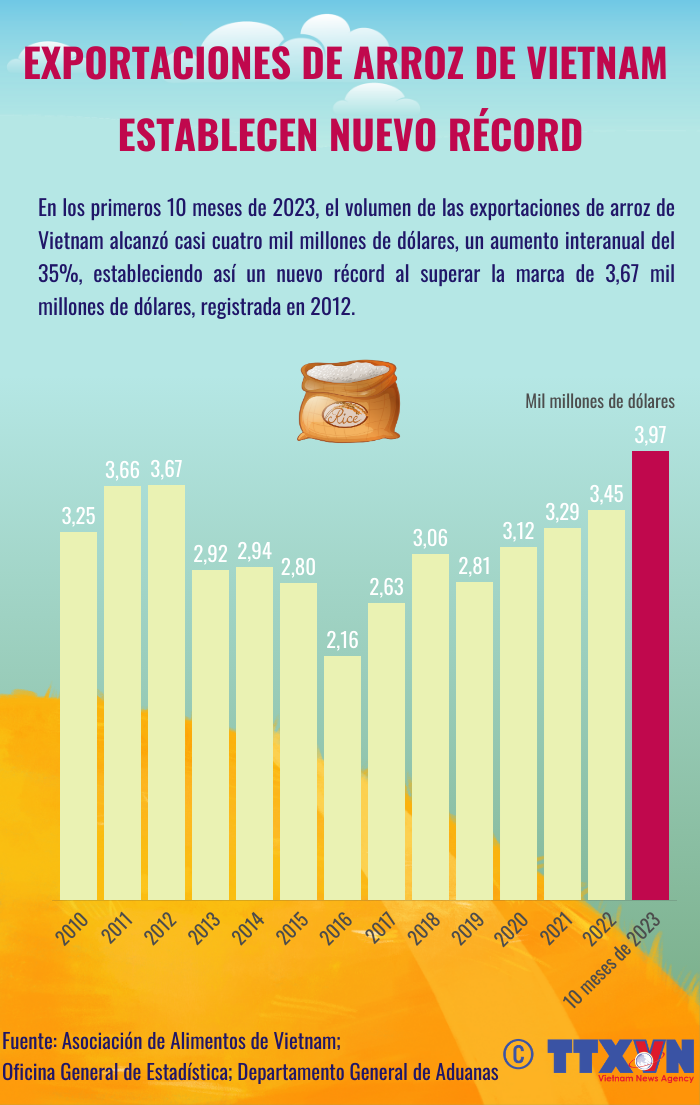Exportaciones de arroz de Vietnam establecen nuevo record hinh anh 1